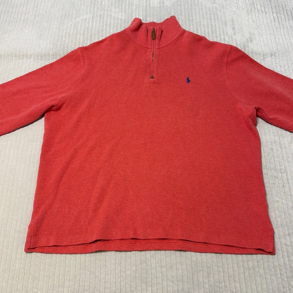Polo Ralph Lauren 1/4 Zip Pullover Sweater Red XL Cotton Pony Logo
